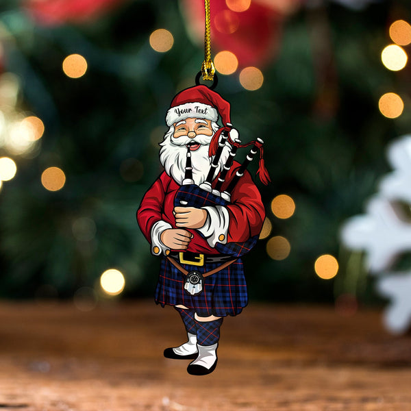 Corquodale Modern Tartan Wood Acrylic Ornament Santa Personalized