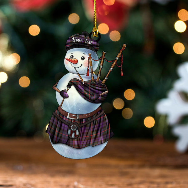 Corquodale 2 Weathered Tartan Wood Acrylic Ornament Snowman Bagpipe Personalized