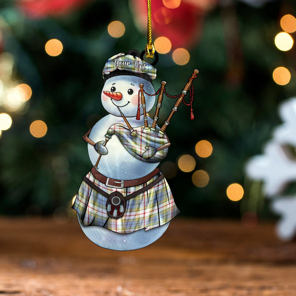 Coulter Dress Weathered Tartan Wood Acrylic Ornament Snowman Bagpipe Personalized