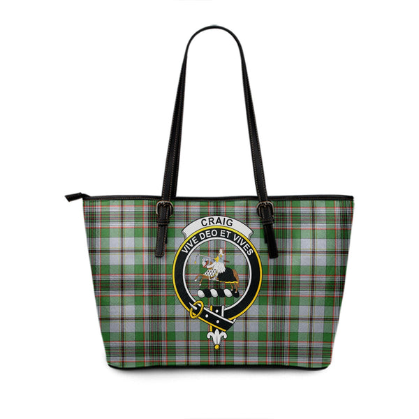 Craig (Craigie) Ancient Clan Badge Tartan Leather Tote Bag