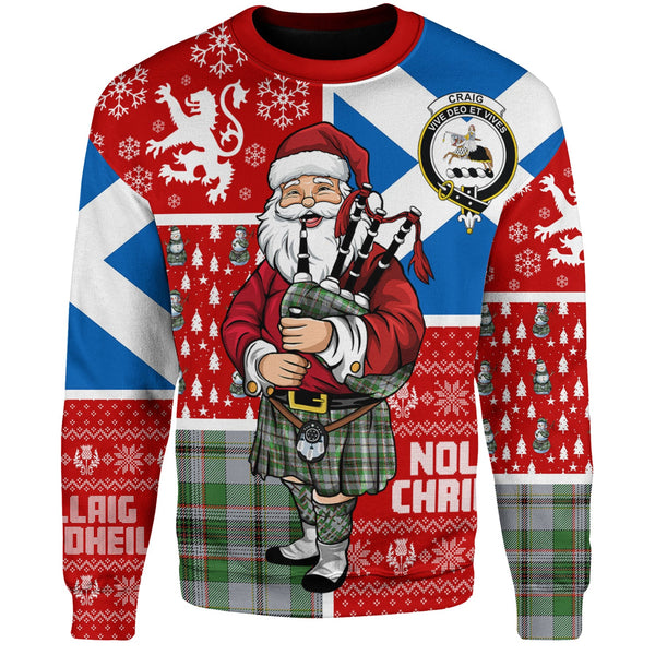 Craig (Craigie) Ancient Clan Badge Tartan Sweatshirt Scotland Christmas Santa