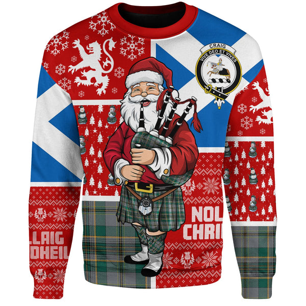 Craig (Craigie) Modern Clan Badge Tartan Sweatshirt Scotland Christmas Santa