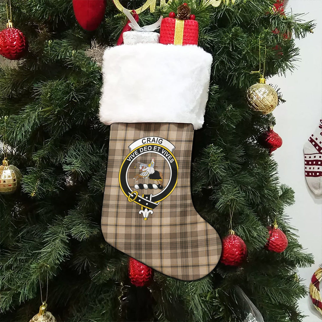 Craig (Craigie) Weathered Clan Badge Tartan Christmas Stocking