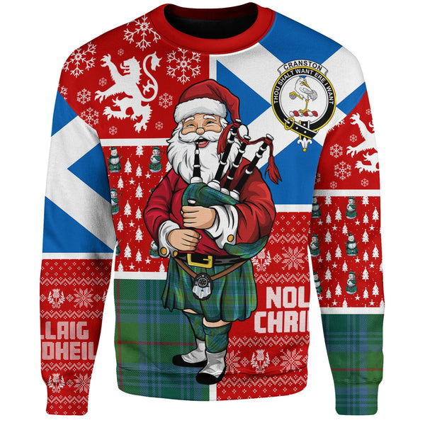 Cranston Modern Clan Badge Tartan Sweatshirt Scotland Christmas Santa