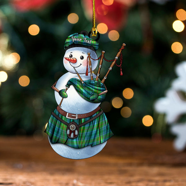 Cranston Modern Clan Badge Tartan Wood Acrylic Ornament Snowman Bagpipe Personalized