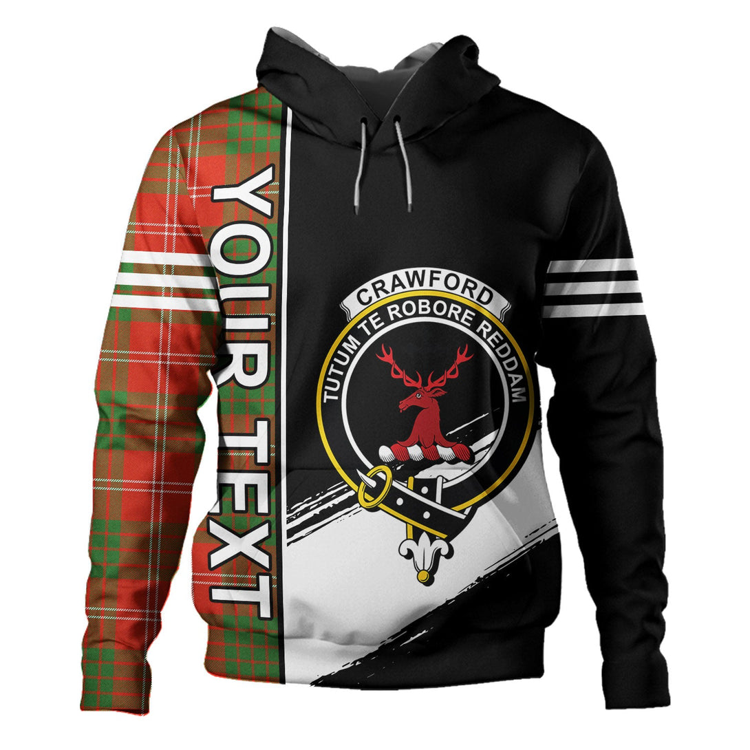 Crawford Red Ancient Clan Badge Tartan Hoodie Quarter Style Personalized