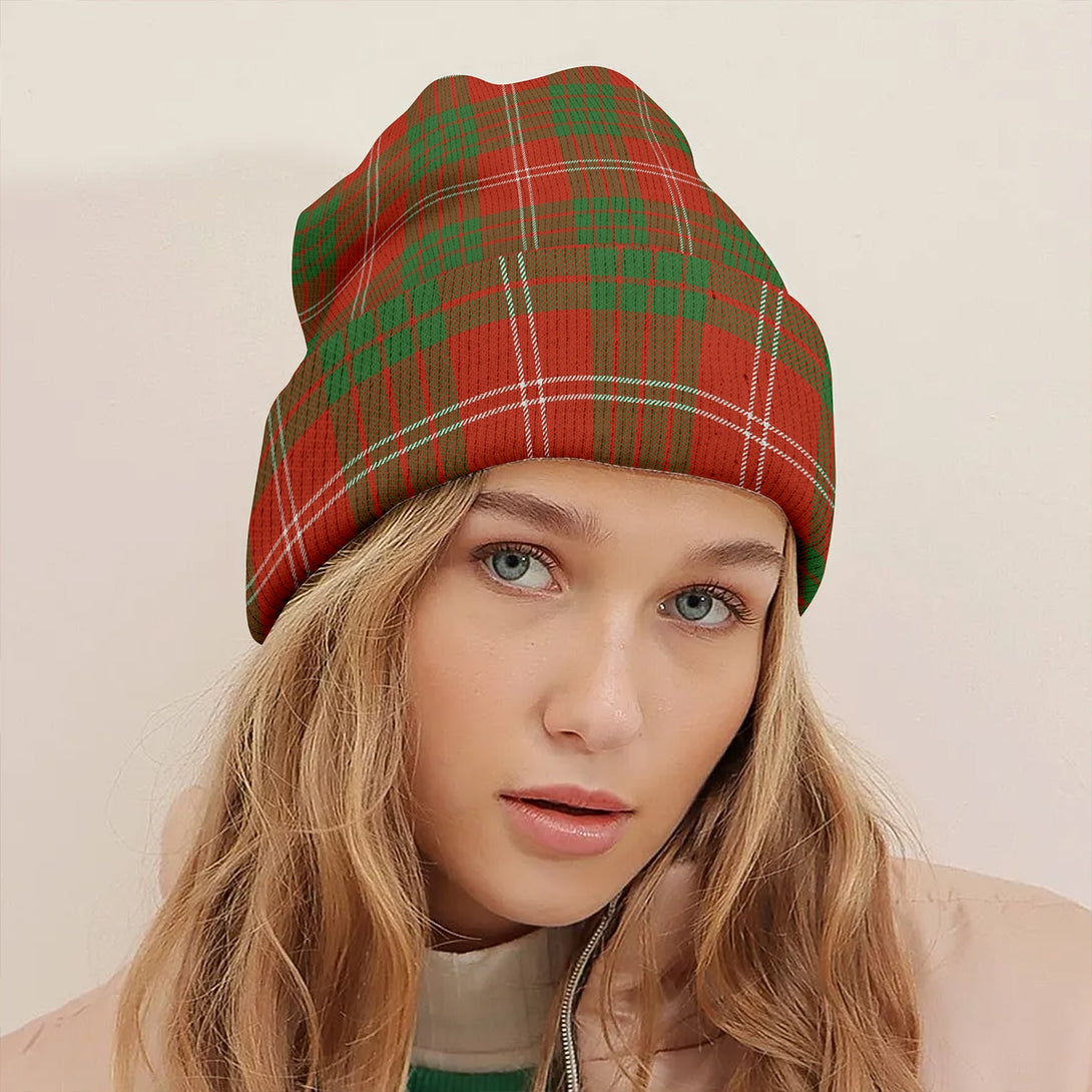 Crawford Red Ancient Clan Badge Tartan Knitted Beanie