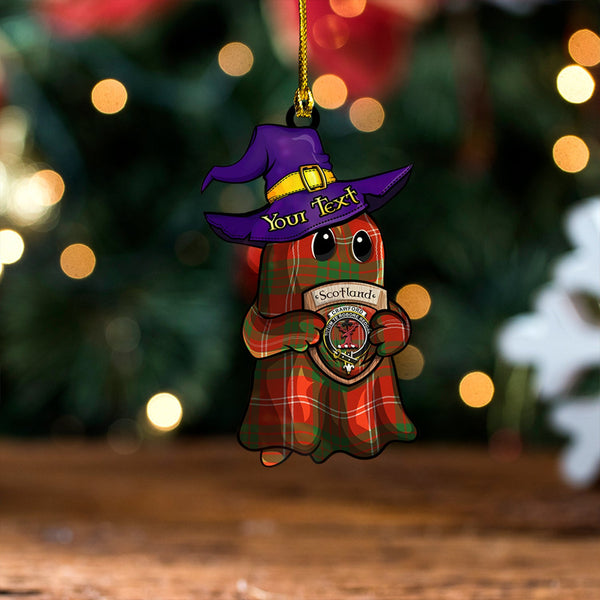 Crawford Red Ancient Clan Badge Tartan Wood Acrylic Ornament Halloween Ghost