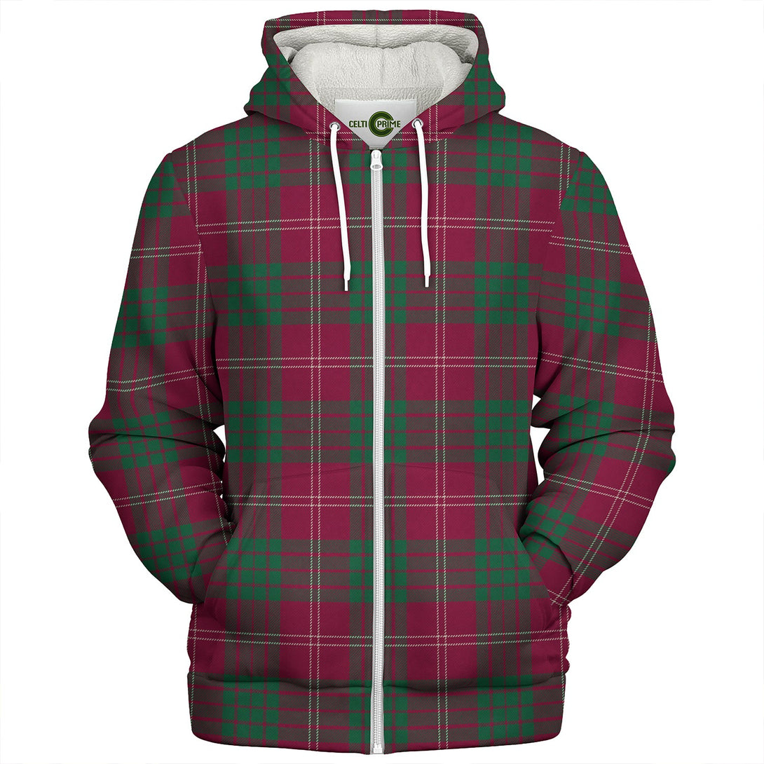 Crawford Red Modern Clan Badge Tartan Sherpa Hoodie