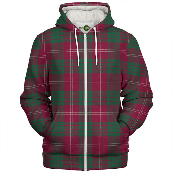 Crawford Red Modern Clan Badge Tartan Sherpa Hoodie