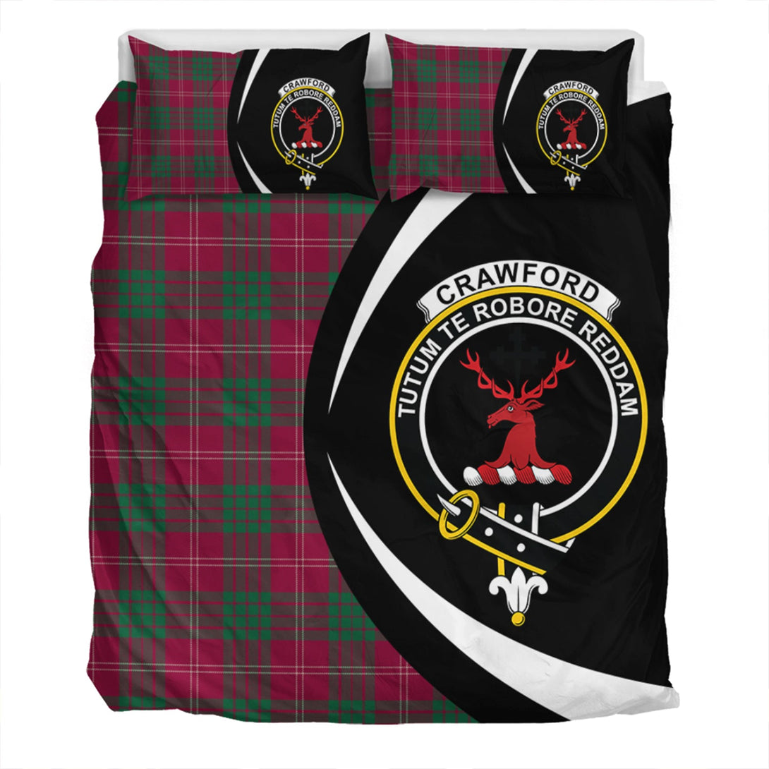 Crawford Red Modern Clan Badge Tartan Bedding Set Circle Style