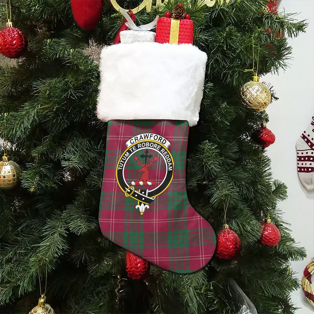 Crawford Red Modern Clan Badge Tartan Christmas Stocking