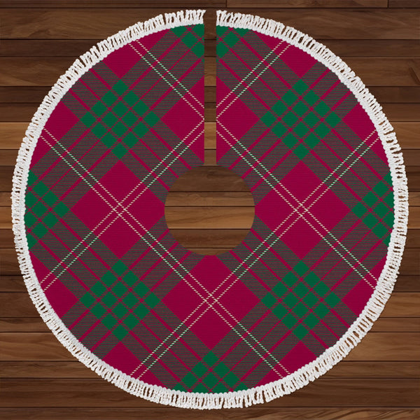 Crawford Red Modern Clan Badge Tartan Christmas Tree Skirt