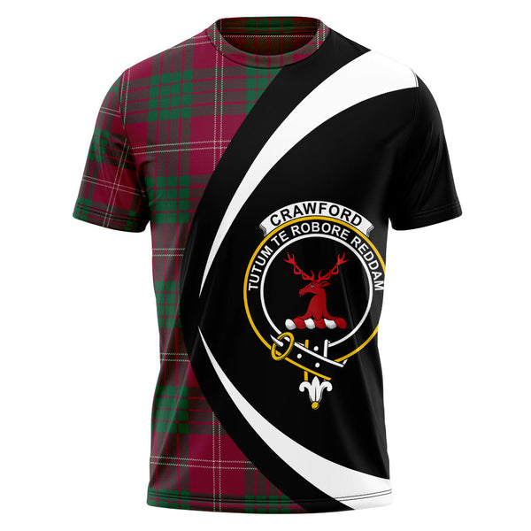 Crawford Red Modern Clan Badge Tartan T-Shirt Circle Style Personalized