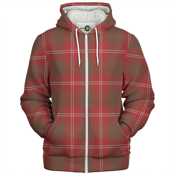 Crawford Red Weathered Clan Badge Tartan Sherpa Hoodie