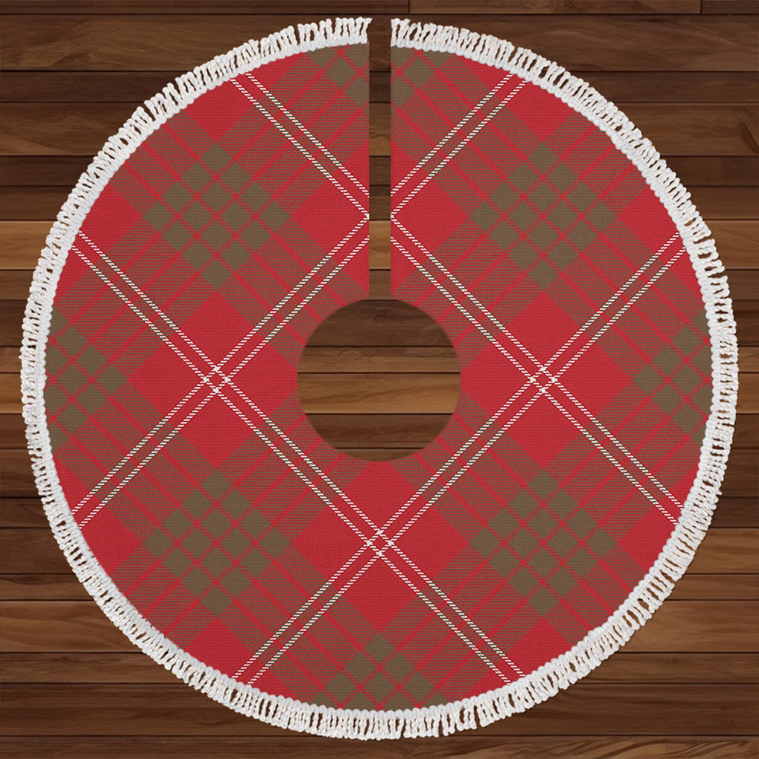 Crawford Red Weathered Clan Badge Tartan Christmas Tree Skirt