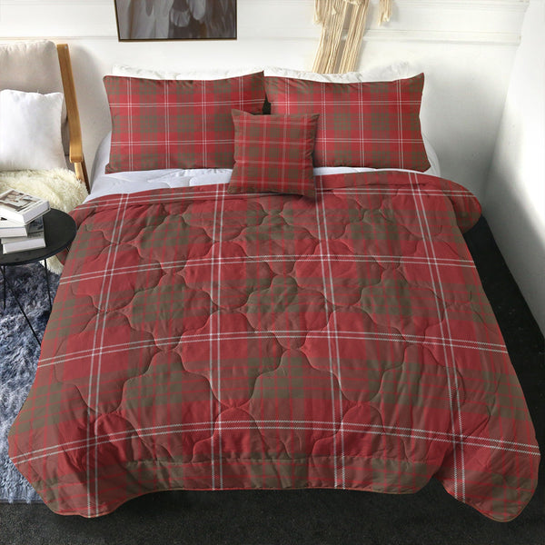 Crawford Red Weathered Clan Badge Tartan Comforter