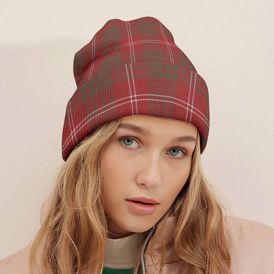 Crawford Red Weathered Clan Badge Tartan Knitted Beanie