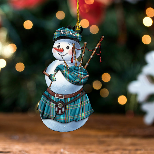 Crichton (Creighton) Ancient Clan Badge Tartan Wood Acrylic Ornament Snowman Bagpipe Personalized