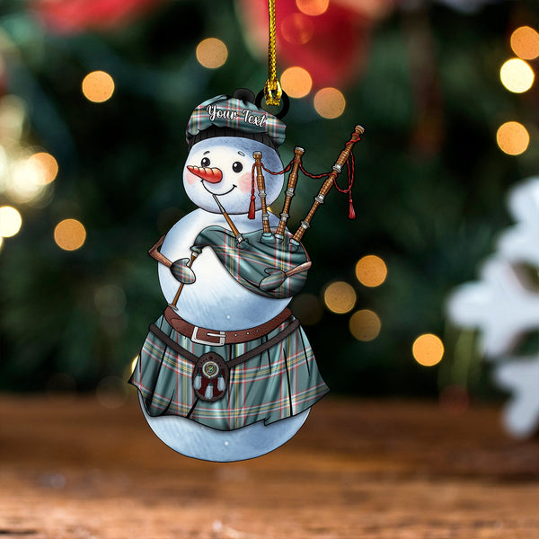 Crichton (Creighton) Weathered Clan Badge Tartan Wood Acrylic Ornament Snowman Bagpipe Personalized