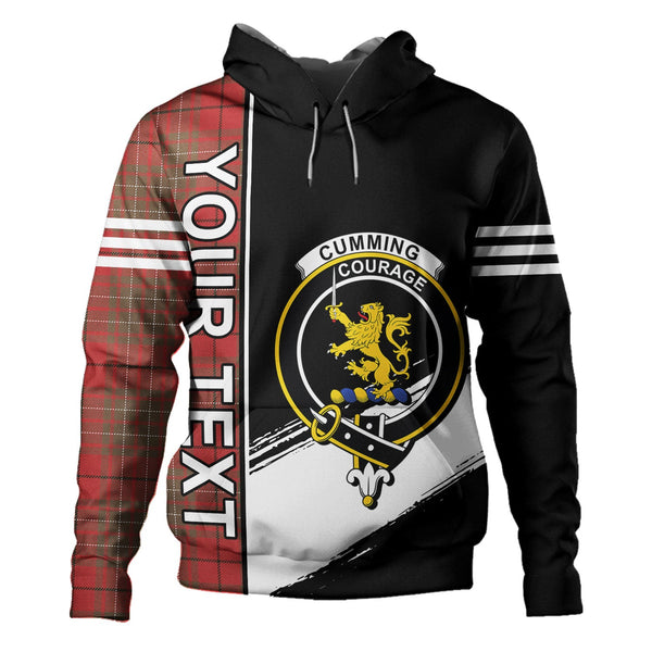 Cumming Weathered Clan Badge Tartan Hoodie Quarter Style Personalized