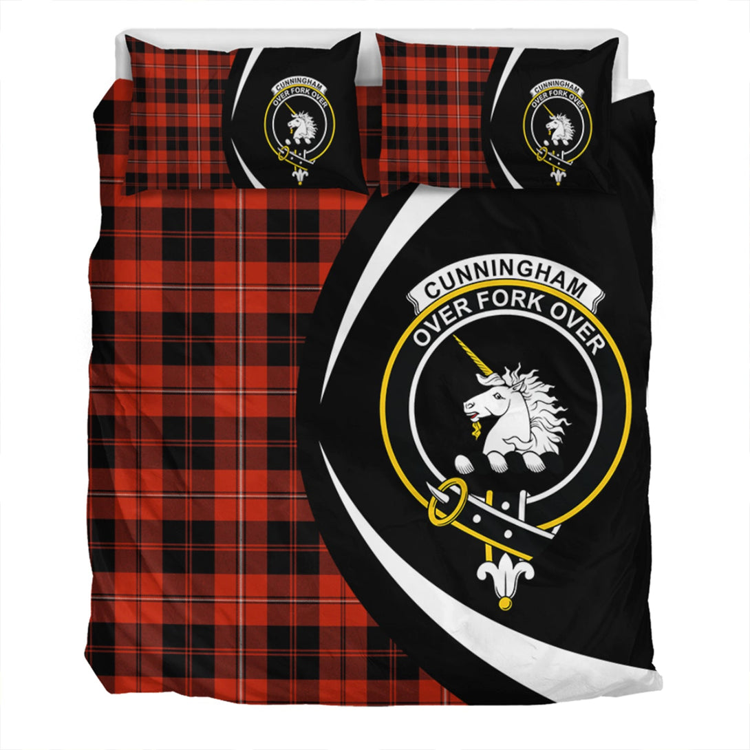 Cunningham Ancient Clan Badge Tartan Bedding Set Circle Style