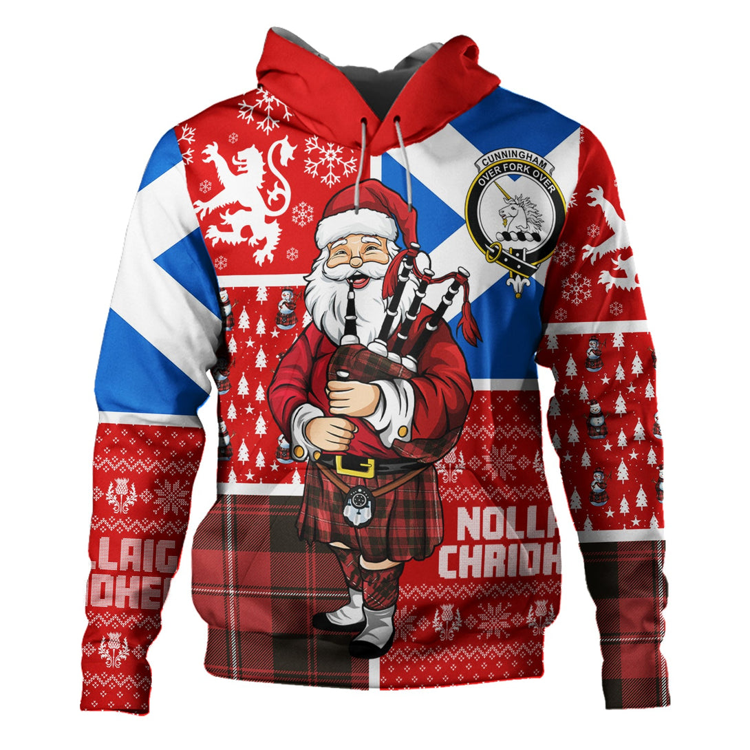 Cunningham Weathered Clan Badge Tartan Hoodie Scotland Christmas Santa