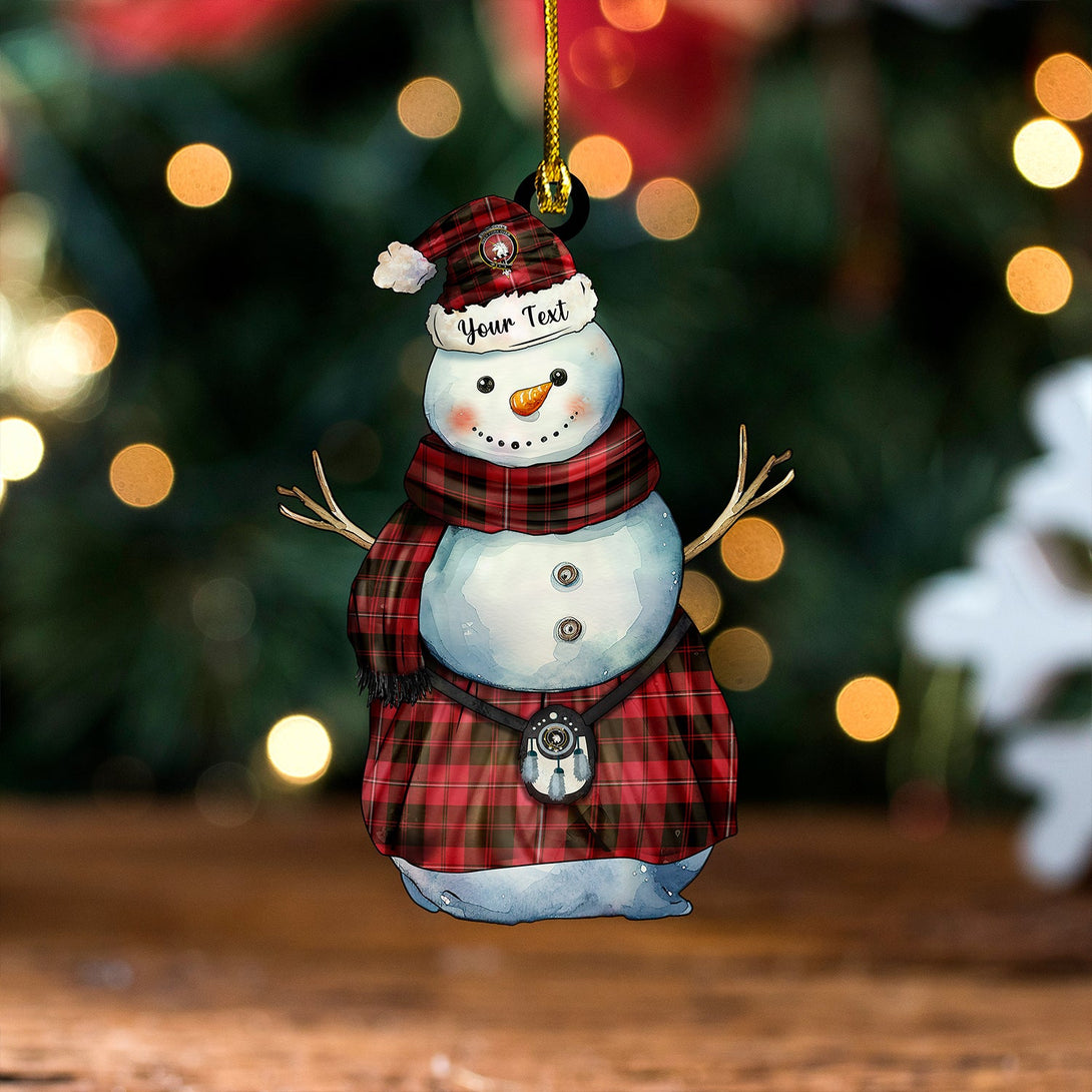 Cunningham Weathered Clan Badge Tartan Wood Acrylic Ornament Snowman Warrior Personalized