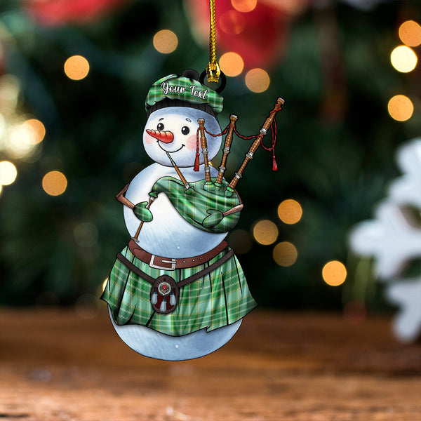 Currie Ancient Clan Badge Tartan Wood Acrylic Ornament Snowman Bagpipe Personalized