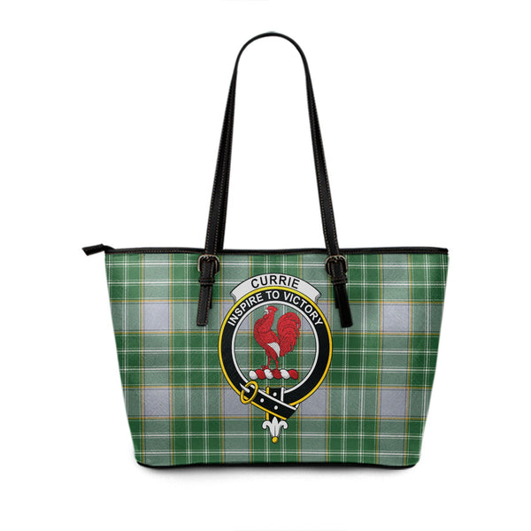 Currie Modern Clan Badge Tartan Leather Tote Bag