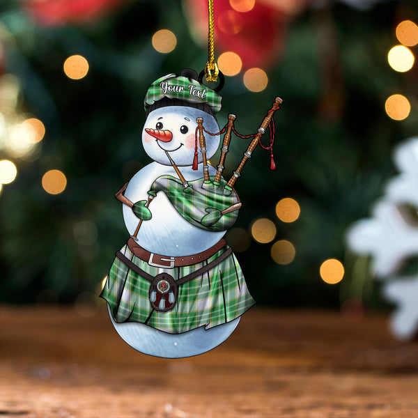 Currie Modern Clan Badge Tartan Wood Acrylic Ornament Snowman Bagpipe Personalized