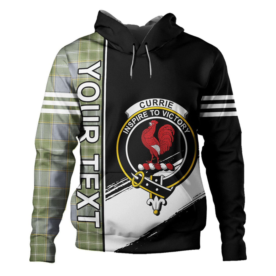 Currie Weathered Clan Badge Tartan Hoodie Quarter Style Personalized