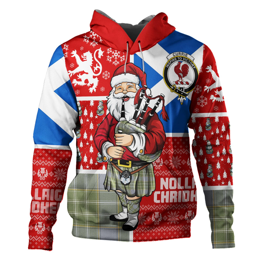 Currie Weathered Clan Badge Tartan Hoodie Scotland Christmas Santa