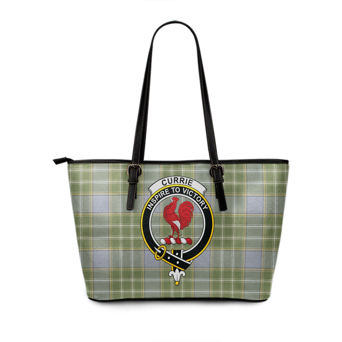 Currie Weathered Clan Badge Tartan Leather Tote Bag