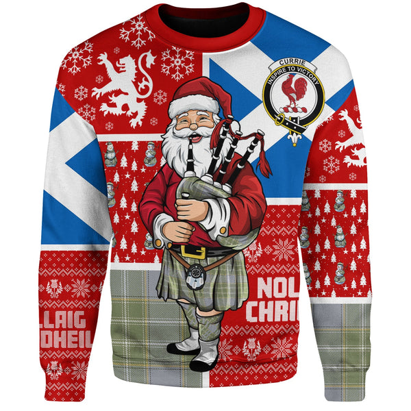 Currie Weathered Clan Badge Tartan Sweatshirt Scotland Christmas Santa