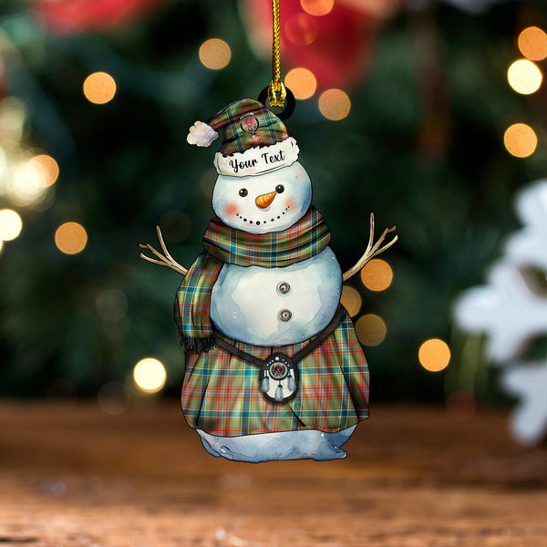 Currie of Arran Ancient Clan Badge Tartan Wood Acrylic Ornament Snowman Warrior Personalized