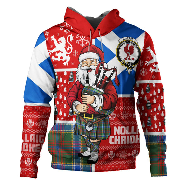 Currie of Arran Modern Clan Badge Tartan Hoodie Scotland Christmas Santa