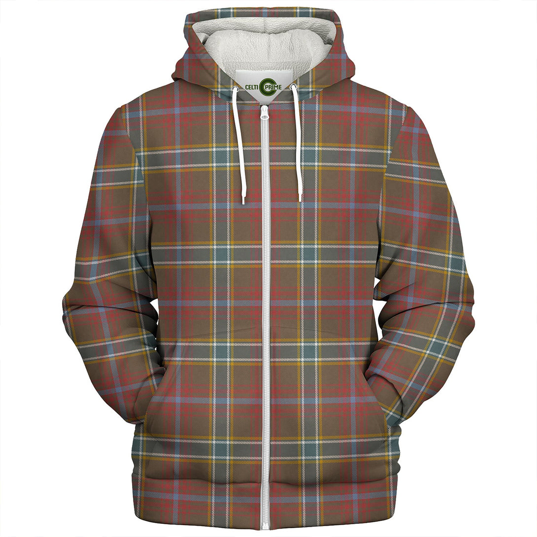 Currie of Arran Weathered Clan Badge Tartan Sherpa Hoodie