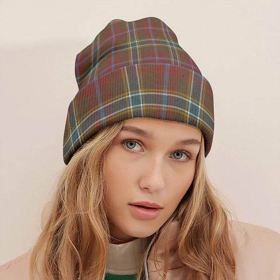 Currie of Arran Weathered Clan Badge Tartan Knitted Beanie