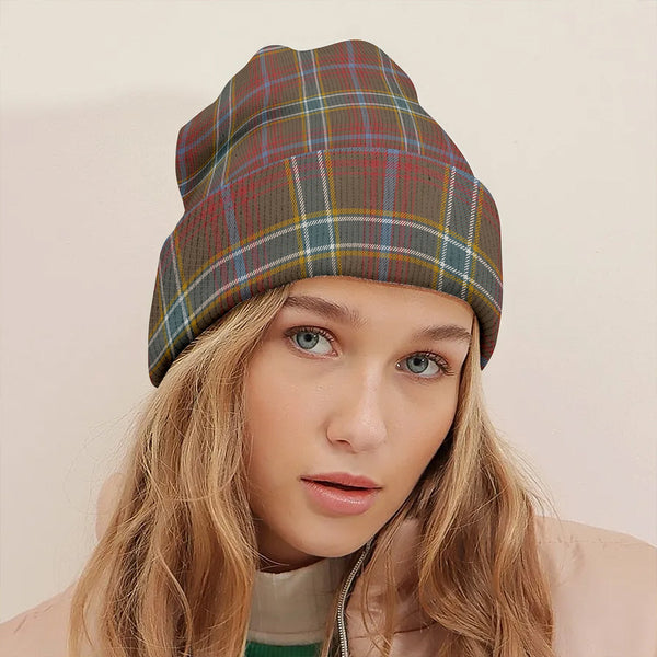 Currie of Arran Weathered Clan Badge Tartan Knitted Beanie