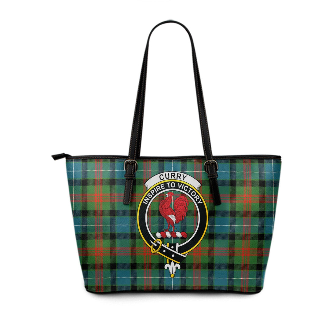 Curry (Currie) Ancient Clan Badge Tartan Leather Tote Bag