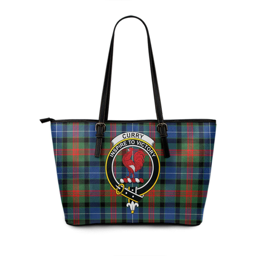 Curry (Currie) Modern Clan Badge Tartan Leather Tote Bag