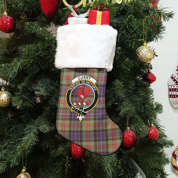 Curry (Currie) Weathered Clan Badge Tartan Christmas Stocking