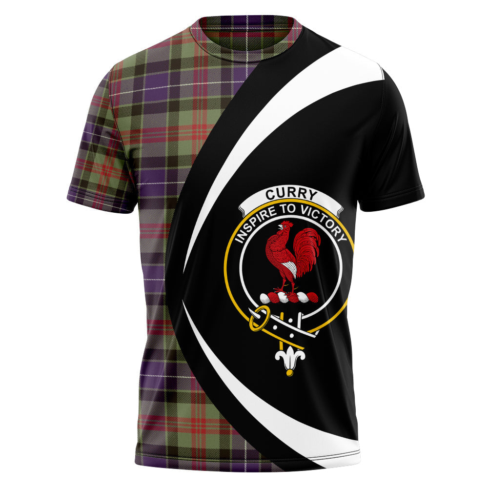 Curry (Currie) Weathered Clan Badge Tartan T-Shirt Circle Style Personalized