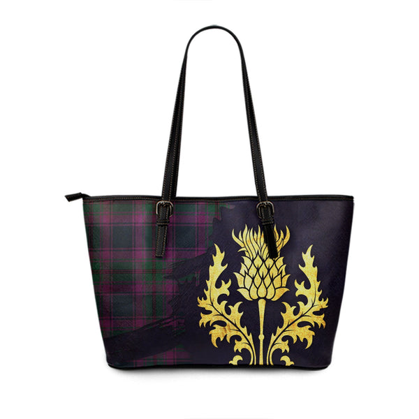 Dalgliesh Modern Tartan Leather Tote Bag Thistle Oldest Style