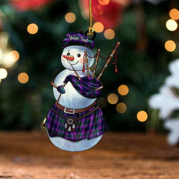 Dalgliesh Modern Tartan Wood Acrylic Ornament Snowman Bagpipe Personalized