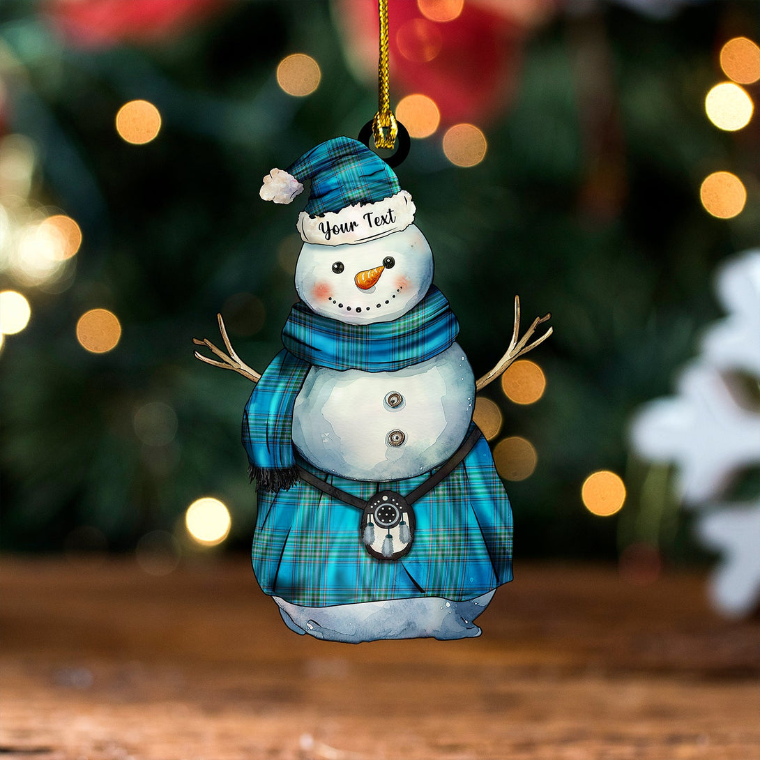 Dallas Tartan Wood Acrylic Ornament Snowman Warrior Personalized