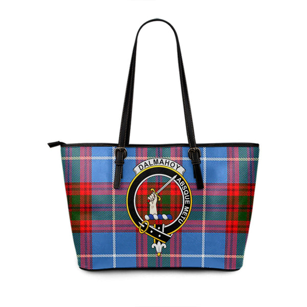 Dalmahoy Clan Badge Tartan Leather Tote Bag