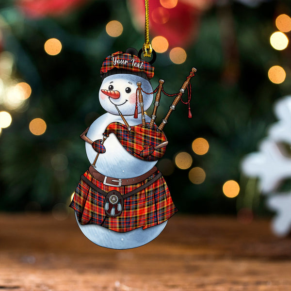 Dalrymple of Castleton Modern Clan Badge Tartan Wood Acrylic Ornament Snowman Bagpipe Personalized