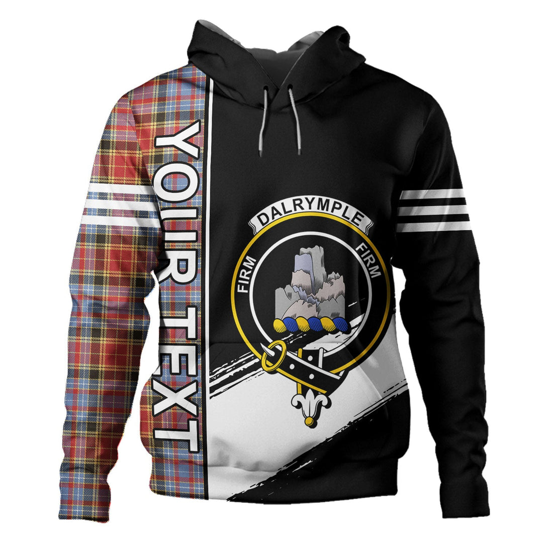 Dalrymple of Castleton Weathered Clan Badge Tartan Hoodie Quarter Style Personalized